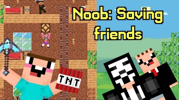 Noob: Saving Friends - Mining Adventure Game