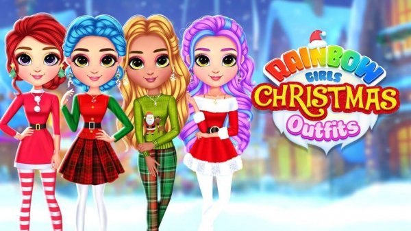 Rainbow Girls Christmas Outfits - Dress Up Game